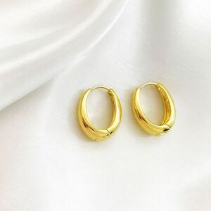 18K Gold Plated 925 Sterling Silver Posts Alloy Base Hoop Fashion Earring NEW